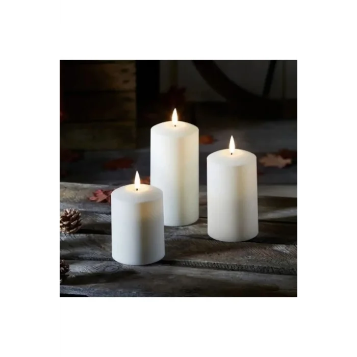 Silindir Mum 3lü Set Ebat 6-8-12 Cm Çap 5 Cm