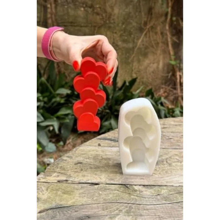 Kalp Sütun Silikon Kalıp Mum Taştozu Sabun Kalıbı