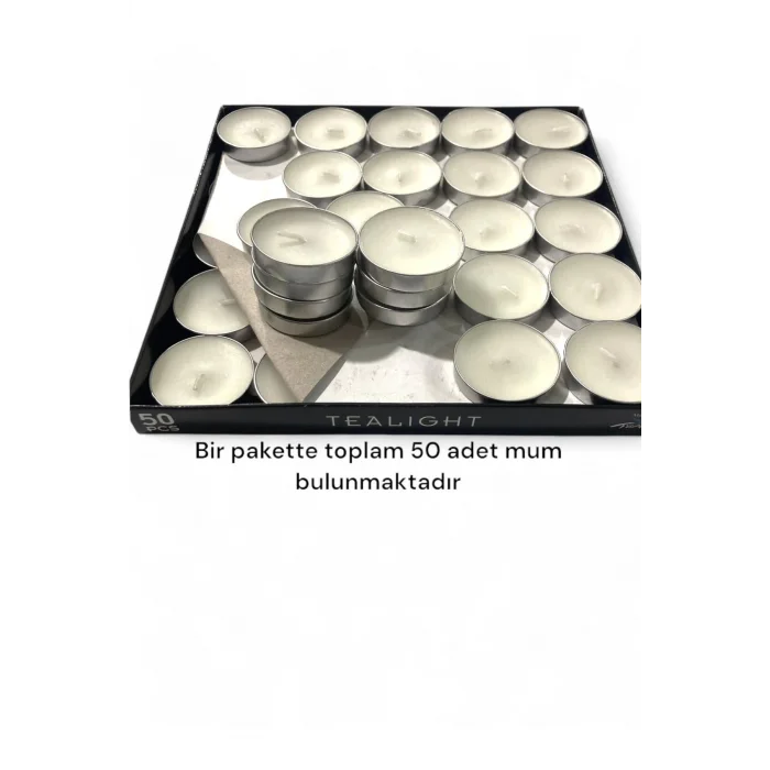 Tealight 50li Mum Parti Ve Özel Günler Için Uygun 3 Saat Yanar 35mm Çap