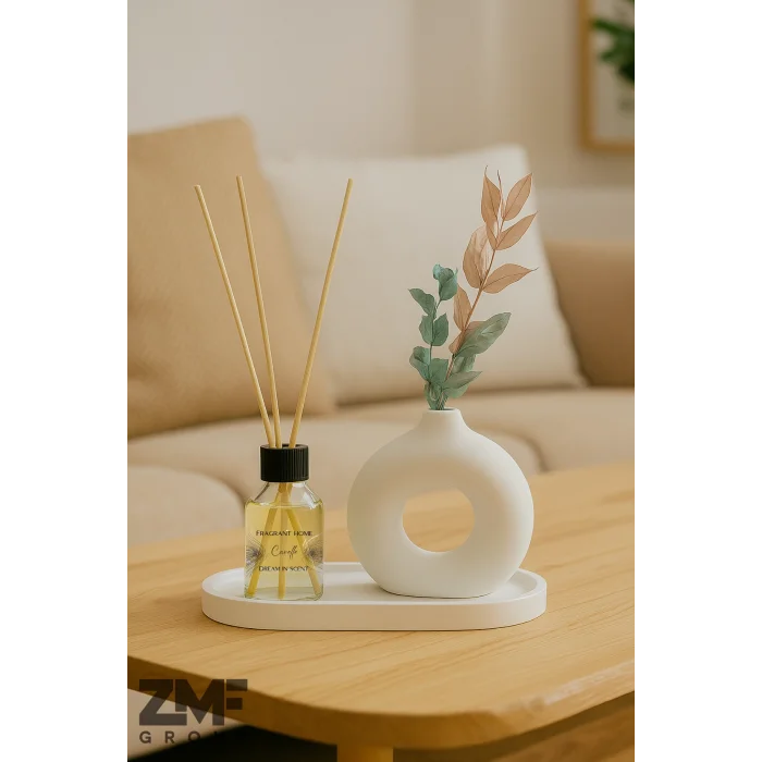 Tepsili Minimal Halka Vazo Ve Vanilya Oda Koku Seti