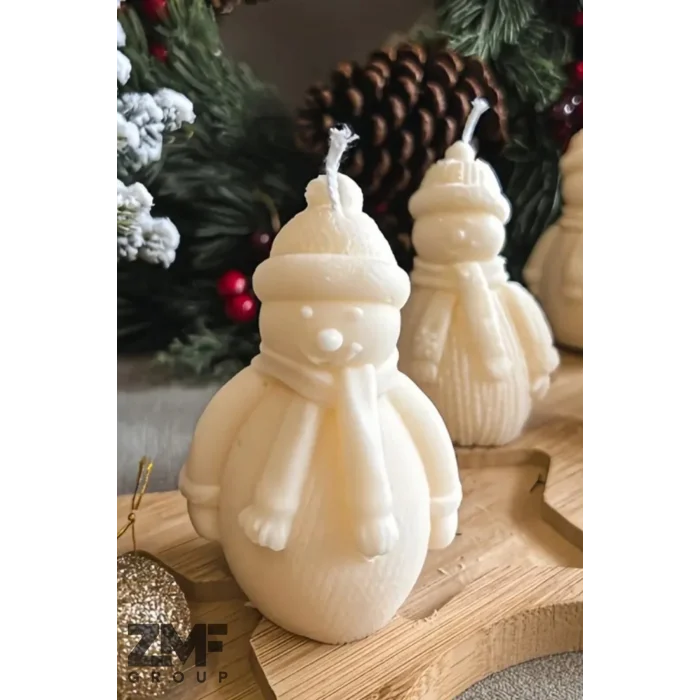 Yılbaşı Temalı Kardan Adam Mum Dekoratif Mum 10cm 1 Adet