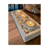 Beton Tepsili Tealight Mumluk Hediyelik Dekorasyon Seti(MUMLAR DAHİLDİR)