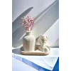 Dekoratif Kadın Figür Mini Kuru Çiçek Vazosu Set Stand Dahildir