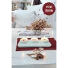 Dekoratif Tepside Kayalık Detaylı Üçlü Mum Seti