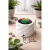 Beton Geometrik Saksı İçinde Dekoratif Sukulent Mum