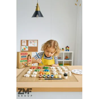 Minik Sanat Kutusu, 40 Adet Obje 6lı Boya ve Fırça, Çocuklar için Motor Becerileri Geliştirme Obje Boyama Seti