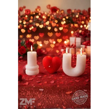 I Love You Sevgililer Günü Özel Dekoratif Japon Kiraz Çiçeği Kokulu Mum