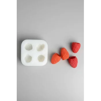 Dörtlü Çilek Mum Sabun Kokulu Taş Silikon Kalıbı 1 Adet