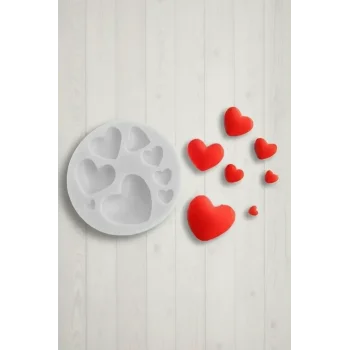 8li Kalp Silikon Kalıp Seti, Mum Taştozu Epoksi