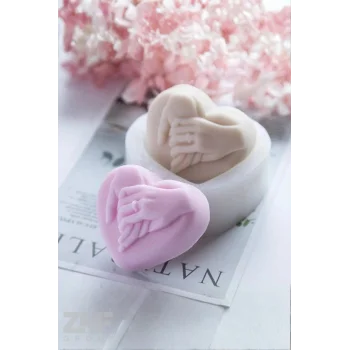Alyanslı Kalp Model Silikon Mum Sabun Kalıbı
