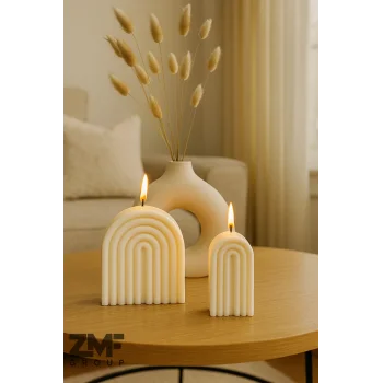 Gökkuşağı Desenli Dekoratif 2li Set Mum