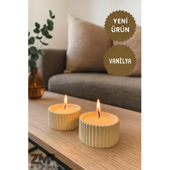 İkili Dekoratif Kase İçinde Vanilya Kokulu Mum