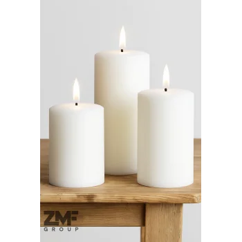 Silindir Mum 3lü Set Ebat 6-8-12 Cm Çap 5 Cm