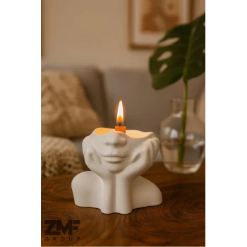 Soyut Kadın Figürü Dekoratif Ahşap Fitilli Mum