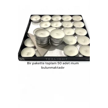 Tealight 50li Mum Parti Ve Özel Günler Için Uygun 3 Saat Yanar 35mm Çap