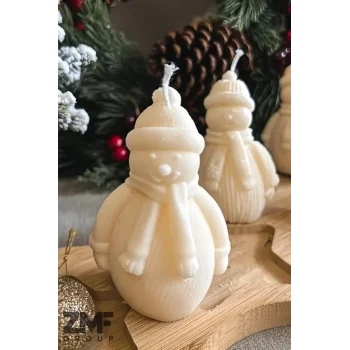 Yılbaşı Temalı Kardan Adam Mum Dekoratif Mum 10cm 1 Adet