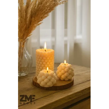 3lü Kokulu Bubble Mum Seti Pinterest Tasarım 5,5 cm ve 7,5 cm