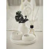 Dekoratif Tepside 5 Li Set Çizgili Vazo, Vanilya Kokulu Mum, Tealight Mumluk, Oda Kokusu