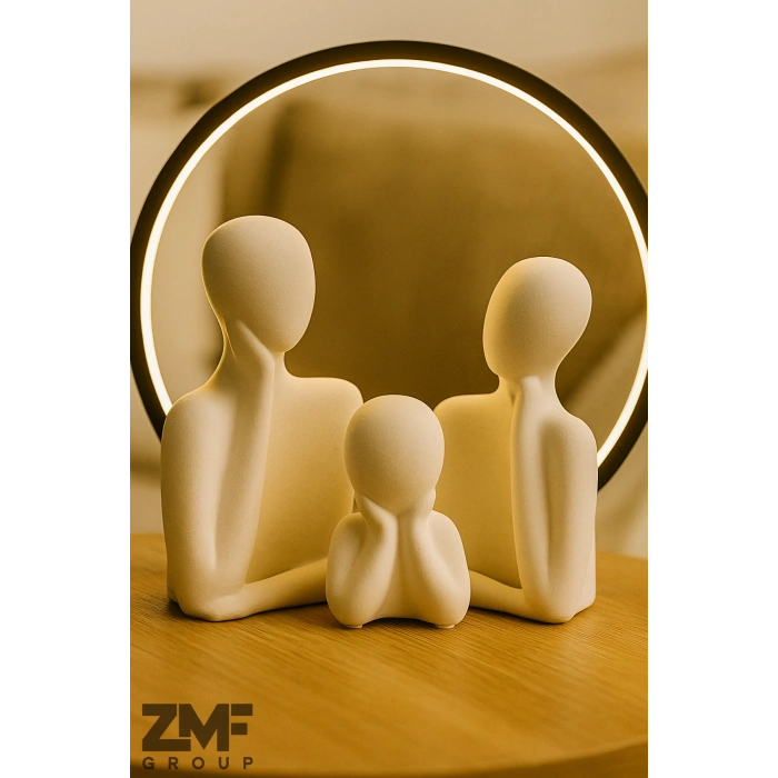 3 Kişilik Beton Heykel Obje Biblo Aile Beton Minimal Obje Biblo Aile