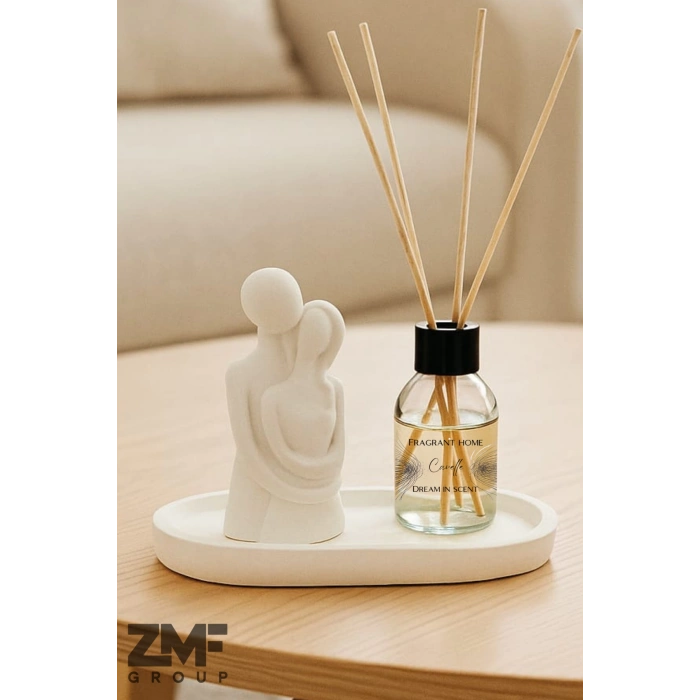 Dekoratif Sarılan Sevgili Biblosu ve Bebek Pudrası Oda Kokusu Seti Stant Dahil