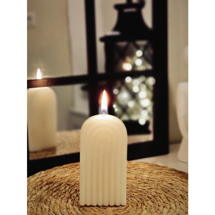 Bebek Pudrası Kokulu Dekoratif Gök Kuşağı Mum 12cmx6,5cm