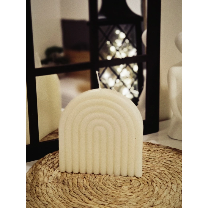 Bebek Pudrası Kokulu Dekoratif Gök Kuşağı Mum 13,5cmx13cm