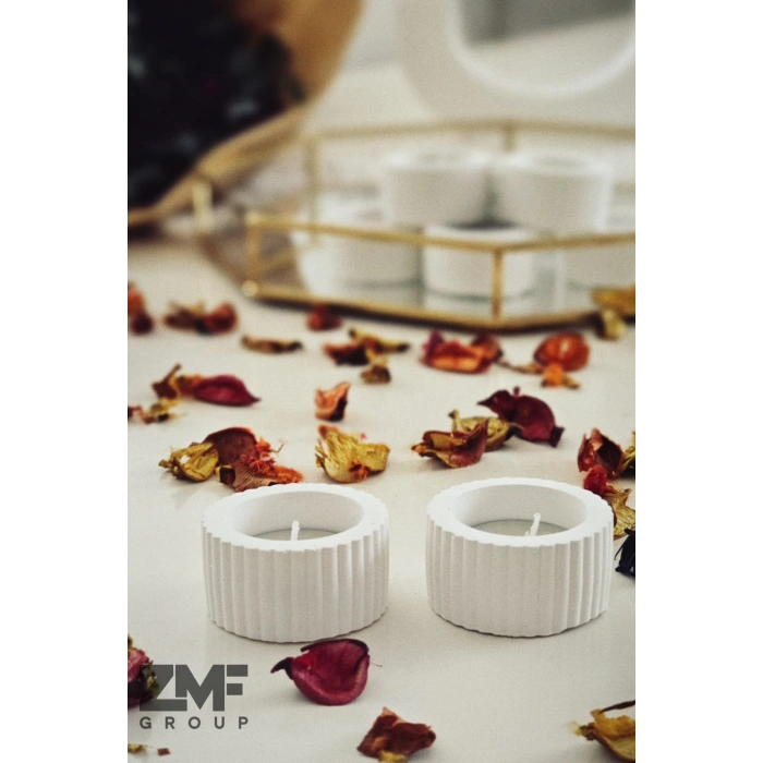 Çizgili Tasarım Tealight Mumluk Söz Nişan ve Özel Günler İçin 2 Adet