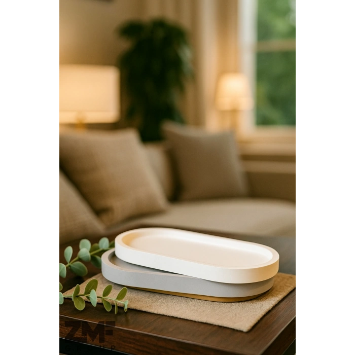 Çok Amaçlı Beyaz Beton Tepsi