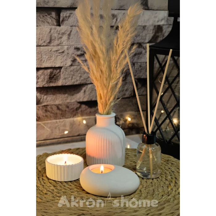 Dekoratif Set Vazo, Vanilya Kokulu Mum, Oda kokusu, Tealight Mum Ve Mumluk