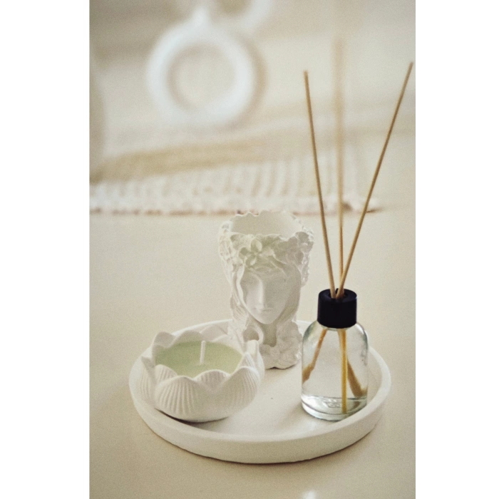 Hediyelik Tepside Tanrıça Helen Sukulent Saksı Biblo Bebek Pudrası Kokulu Lotus Mum ve Oda Kokusu