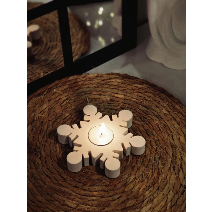 Kar Tanesi Tealight Mumluk ve Mum