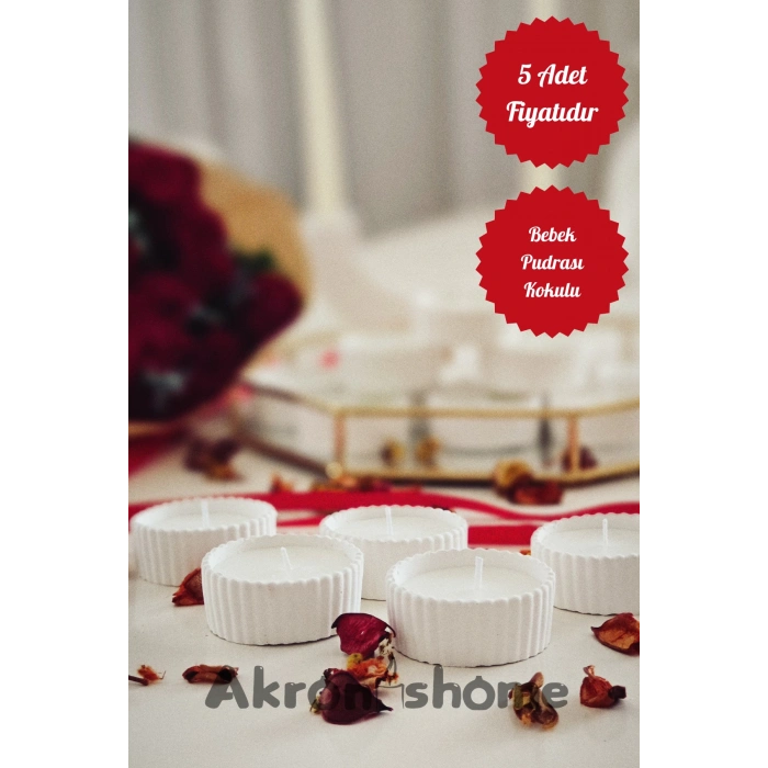 Kase İçinde Bebek Pudrası Kokulu Dekoratif Mum Söz, Nişan, Nikah Mevlid Hediyelik Mum 5 Adet Fiyatıdır.