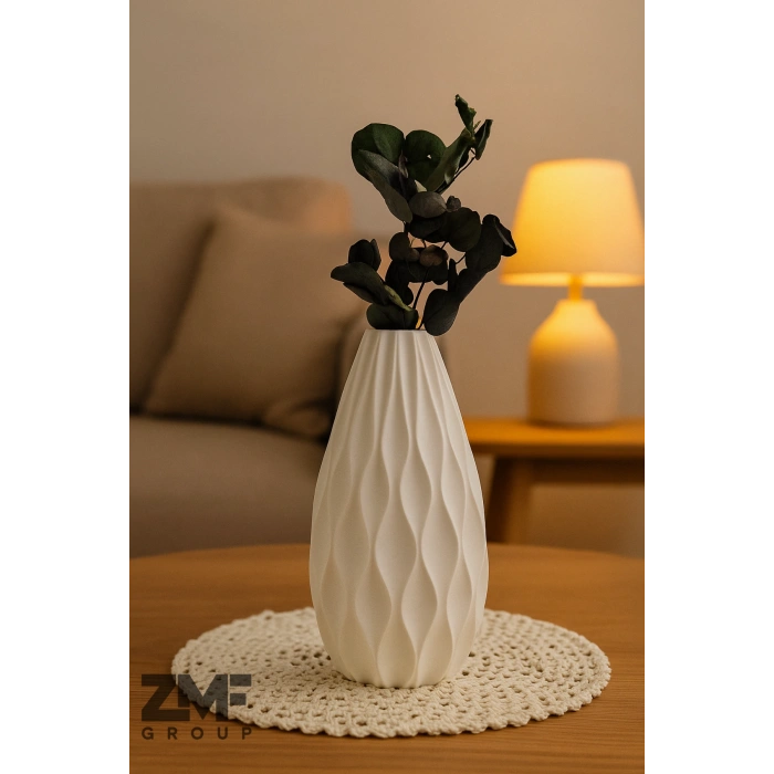 Kıvrım Tasarım Vazo 20cm Beton