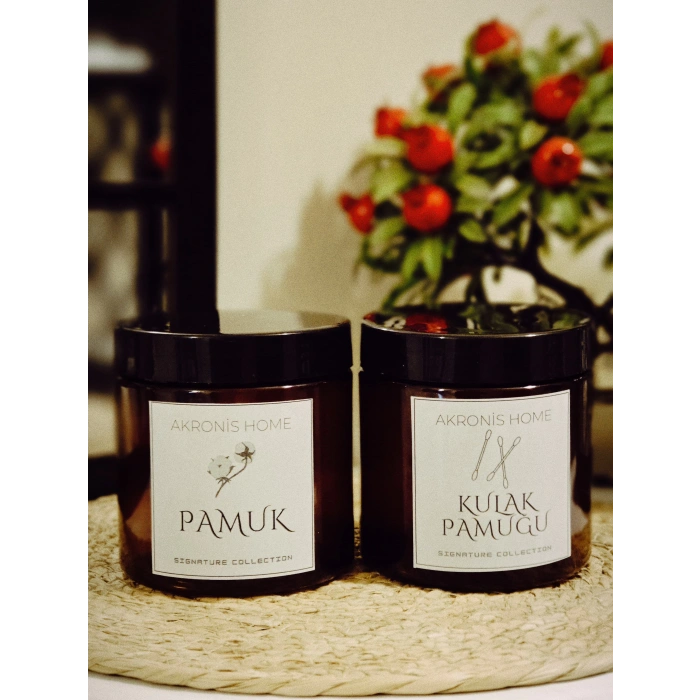 Kulak Pamugu Ve Pamuk Etiketli Plastik Amber Kavanoz Banyo Düzenleyici