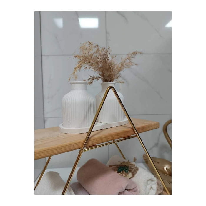 Pampas Vazo Takımı 2li Beyaz Beton Ev Dekorasyonu Stant Dahildir