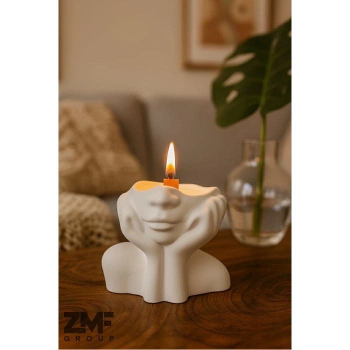 Soyut Kadın Figürü Dekoratif Ahşap Fitilli Mum