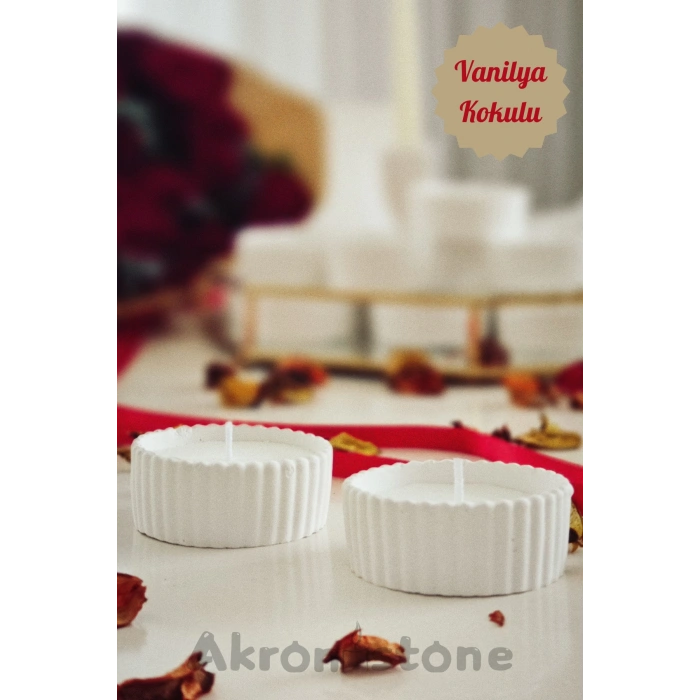 İkili Dekoratif Kase İçinde Vanilya Kokulu Mum