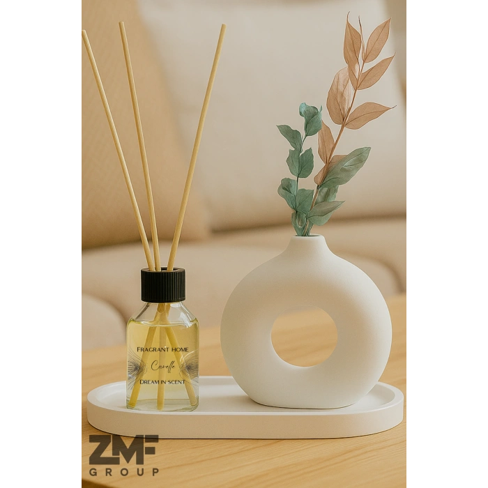 Tepsili Minimal Halka Vazo Ve Vanilya Oda Koku Seti