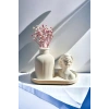 Dekoratif Kadın Figür Mini Kuru Çiçek Vazosu Set Stand Dahildir