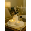 Dekoratif Tepside 5 Li Set Çizgili Vazo, Vanilya Kokulu Mum, Tealight Mumluk, Oda Kokusu