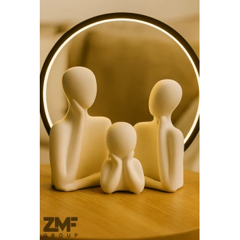 3 Kişilik Beton Heykel Obje Biblo Aile Beton Minimal Obje Biblo Aile