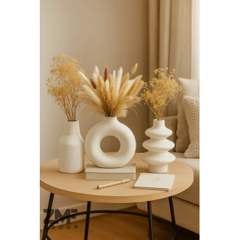 3lü Bohem Twist Konik Halka Vazo Seti Hediyelik Dekoratif Eşya