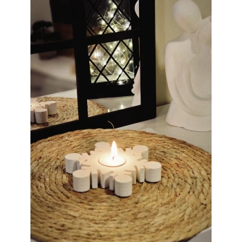 Kar Tanesi Tealight Mumluk ve Mum