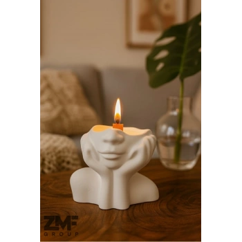 Soyut Kadın Figürü Dekoratif Ahşap Fitilli Mum