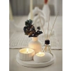 Dekoratif Tepside 5 Li Set Çizgili Vazo, Vanilya Kokulu Mum, Tealight Mumluk, Oda Kokusu