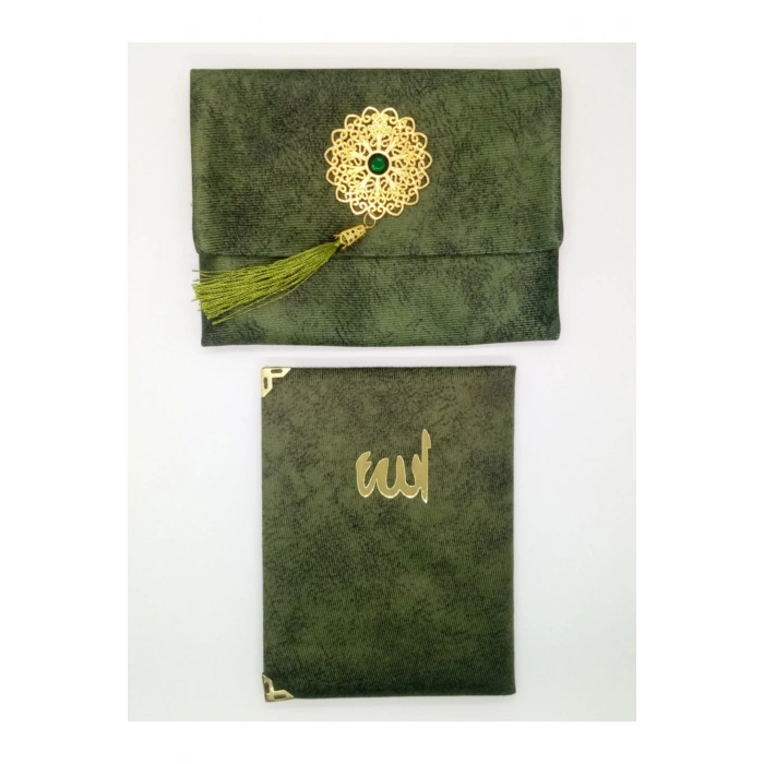 Lüks Çantalı Kadife Kaplı Yasin ( Yeşil )