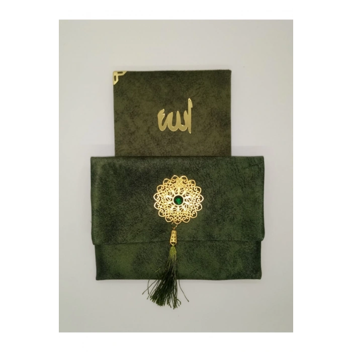 Lüks Çantalı Kadife Kaplı Yasin ( Yeşil )