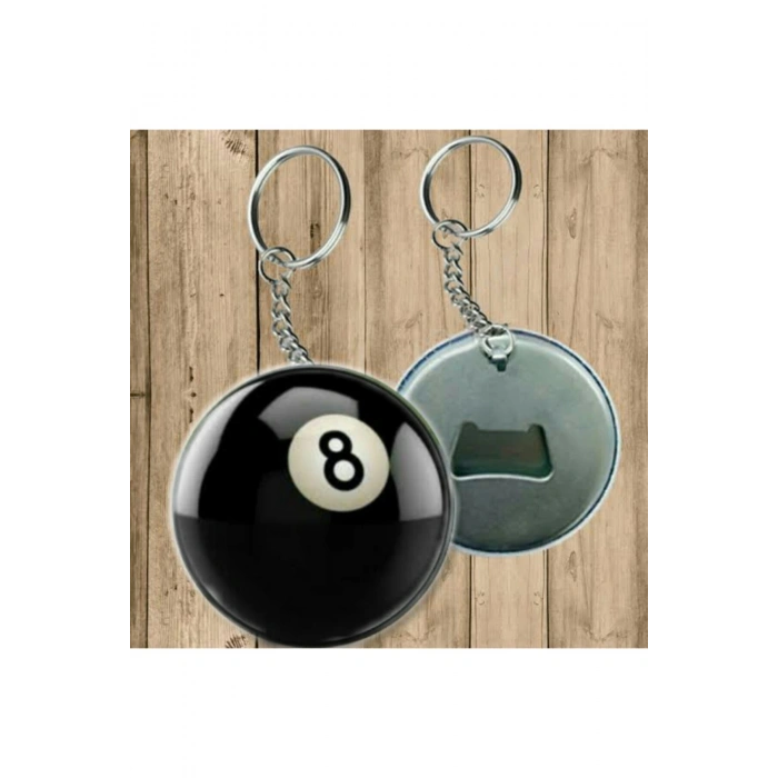 Siyah Bilardo Topu Anahtarlık - Açacaklı Anahtarlık