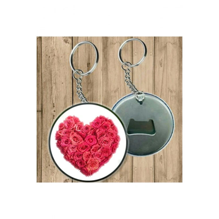 Çiçekten Kalp Anahtarlık - Açacaklı Anahtarlık