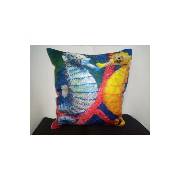 Baskılı Kırlent Kılıfı - Deniz Atı